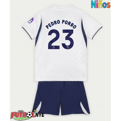 Camiseta Tottenham Hotspur Pedro Porro #23 Primera Equipación para niños 2026-27 manga corta (+ pantalones cortos)